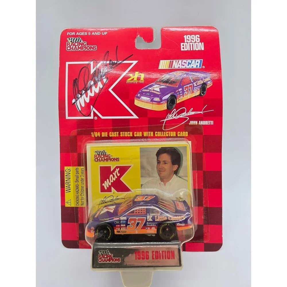Racing Champions 1996 John Andretti 37 Kmart Little Caesars Autographed car 1:64